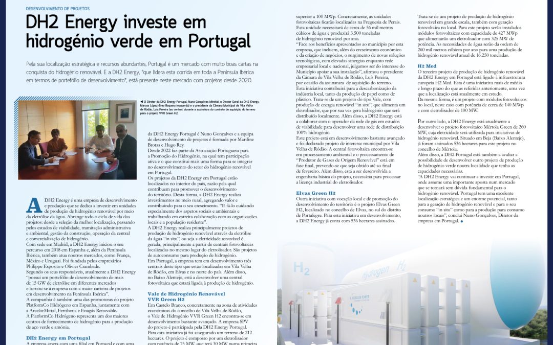 Artículo en H2 Magazine sobre DH2 Energy en Portugal